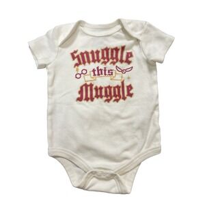 Harry Potter Snuggle This Muggle Baby‎ Ivory Bodysuit  One Piece Sz 3-6 Months